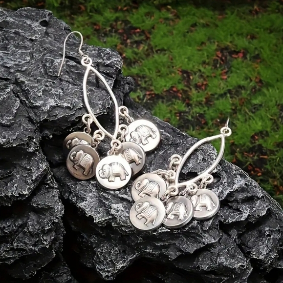 Boho Elephant Tassel Dangle Earrings - Picture 6 of 17